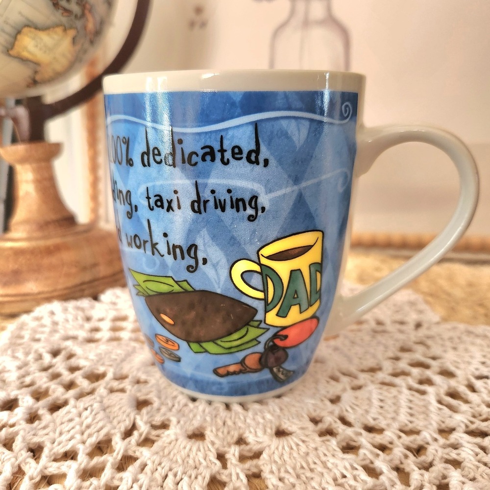 H&H‎ History & Heraldry Worlds Greatest Dad Fine Porcelain Mug Blue Argyle Car